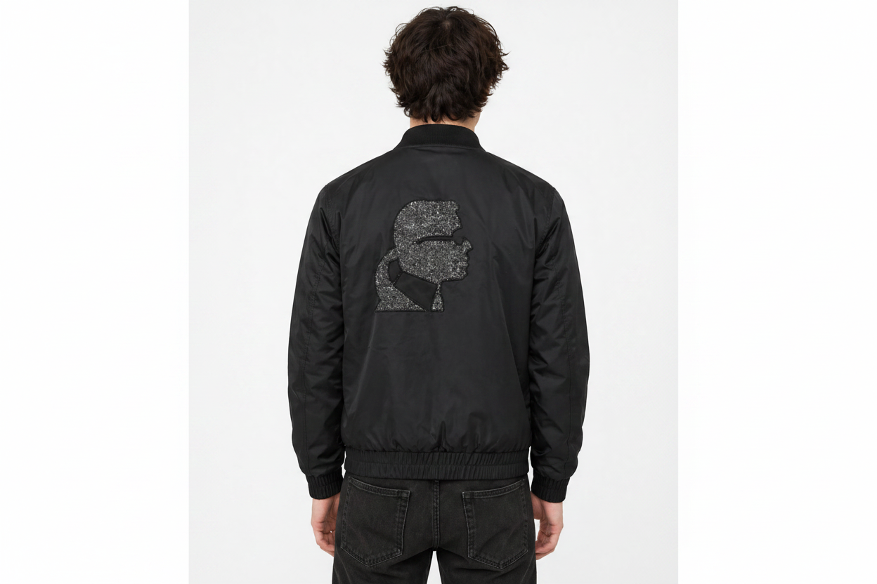 Bomber boucle cameo noir KARL LAGERFELD JEANS COUTURE