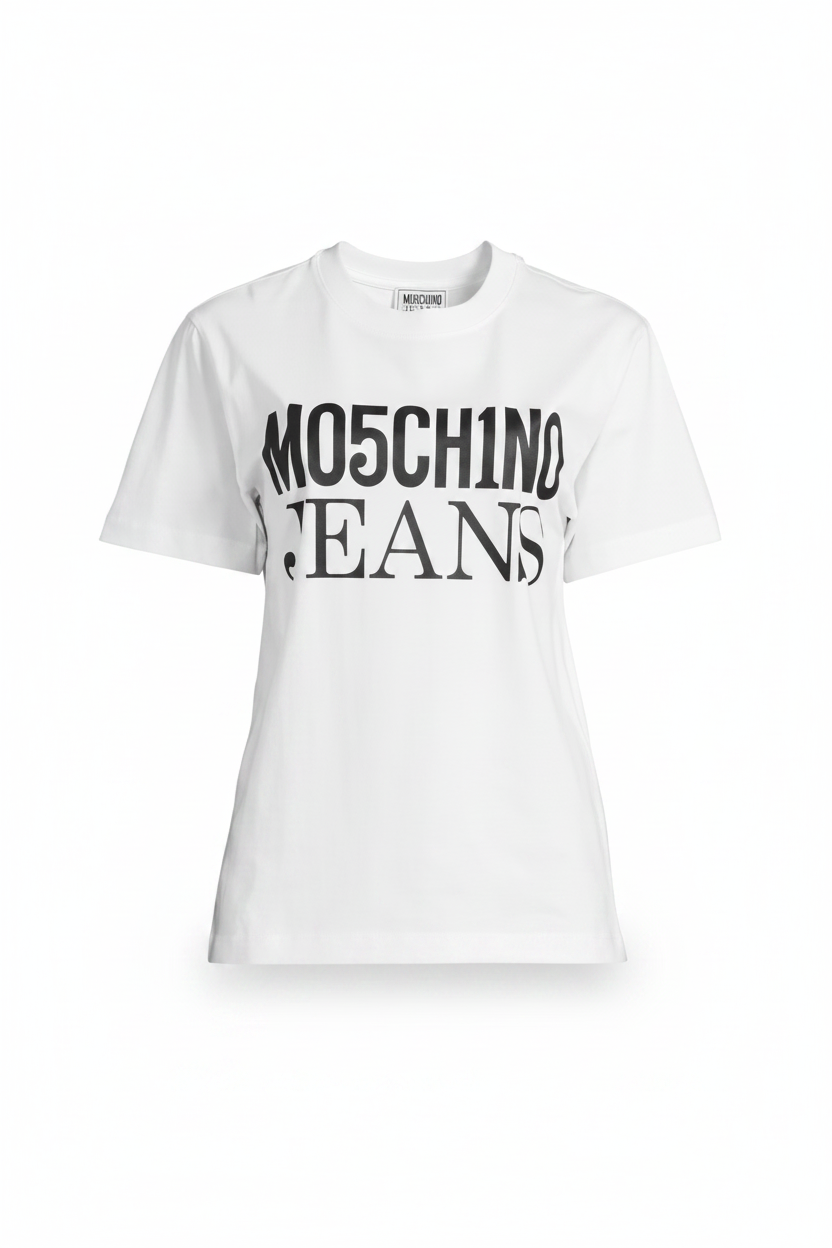 MOSCHINO JEANS COUTURE. Logo jersey tee-shirt white.